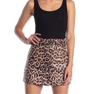NWT Know One Cares Faux Leather Leopard Print Mini Skirt
